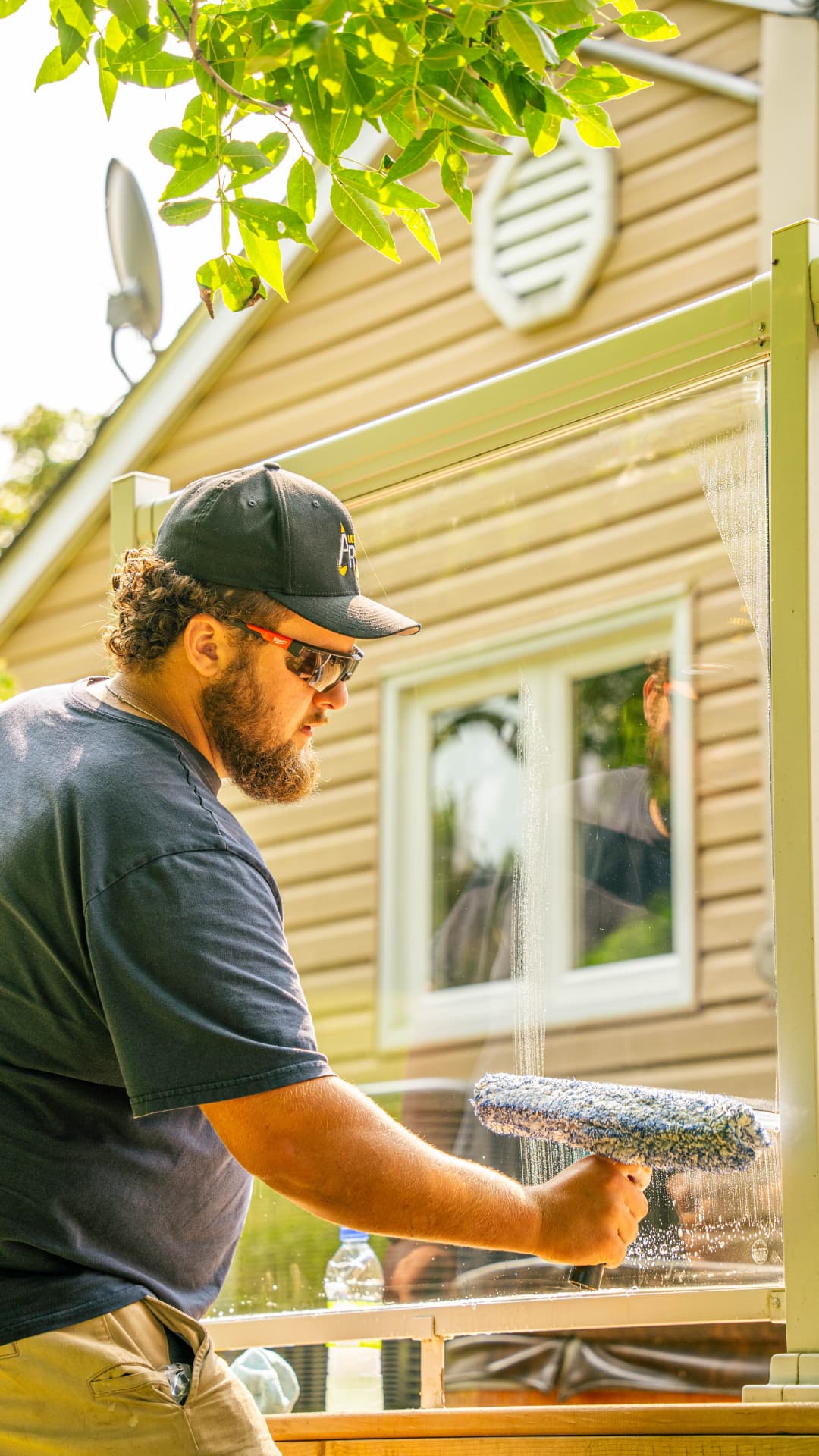 Streak-free finish — Squeegee work on sunrooms, patios and porches